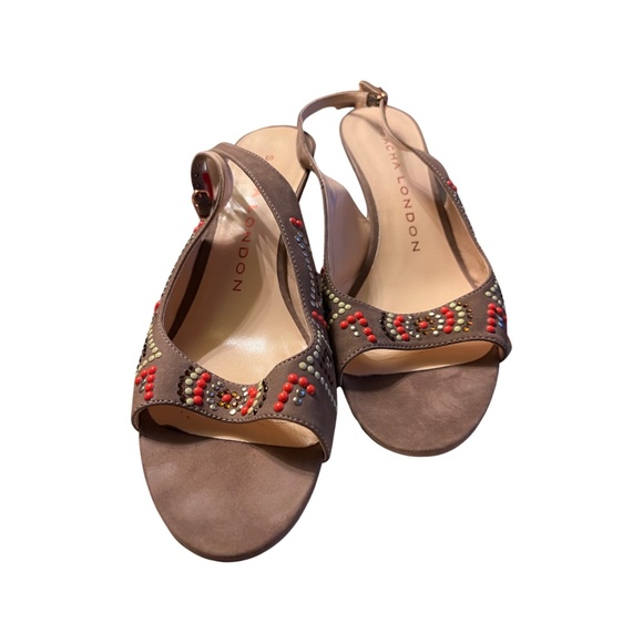 Sacha London taupe nubuck Gladis peep toe - Picture 3 of 6